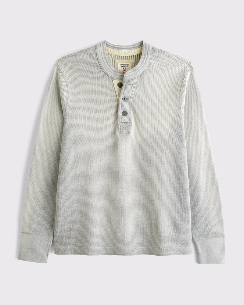 Long-Sleeve Micro-Waffle Henley | Abercrombie & Fitch (US)