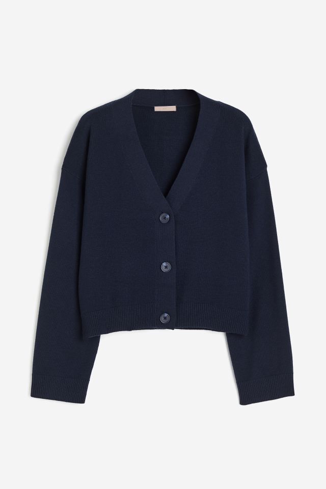 Fine-knit cardigan - Navy blue - Ladies | H&M GB | H&M (UK, MY, IN, SG, PH, TW, HK)