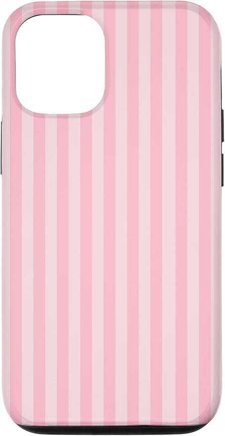 Pastel Pink Stripes Geometric Vertical Lines Trendy Pattern Case for iPhone 12/12 Pro | Amazon (US)