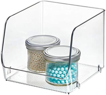 iDesign Linus Stacking Organizer Bins for Kitchen, Pantry, Office, Bathroom- Medium-Clear | Amazon (US)