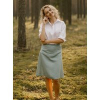 Sage Green Linen Skirt, A-Line Clean Line Timeless Casual Minimalist Flax Clothing For Women | Etsy (US)