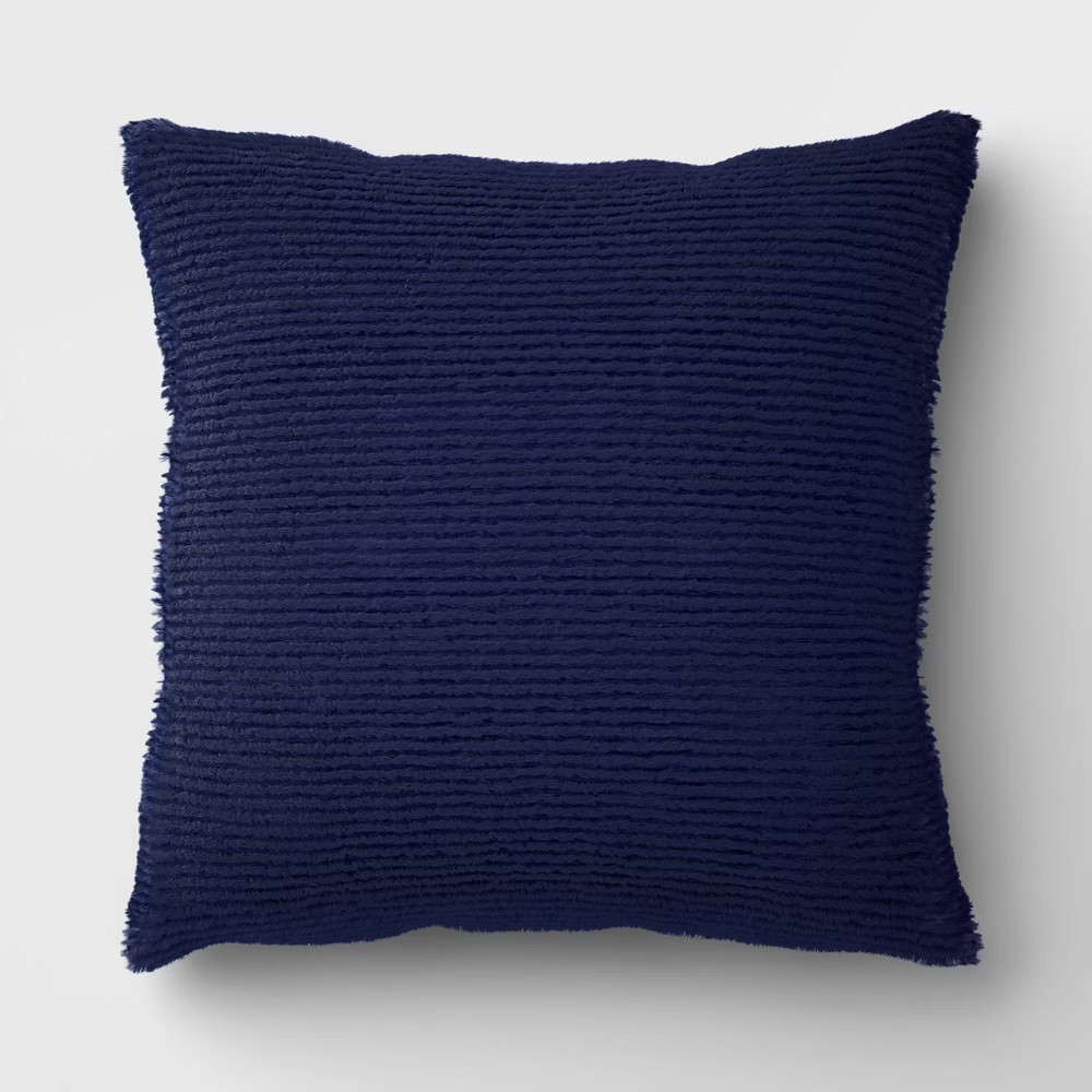 Oversized Square Ribbed Plush Pillow Navy - Room Essentials | Target