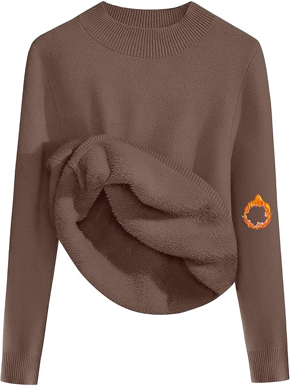 Zeagoo Women's Fleece Sherpa Lined Sweater Mock Neck Long Sleeve Thermal Shirt 2026 Fall Winter F... | Amazon (US)