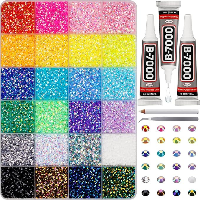 33000Pcs Rhinestones for Bedazzling, 3mm Bedazzler Kit with Flatback Rhinestones for Clothes Craf... | Amazon (US)