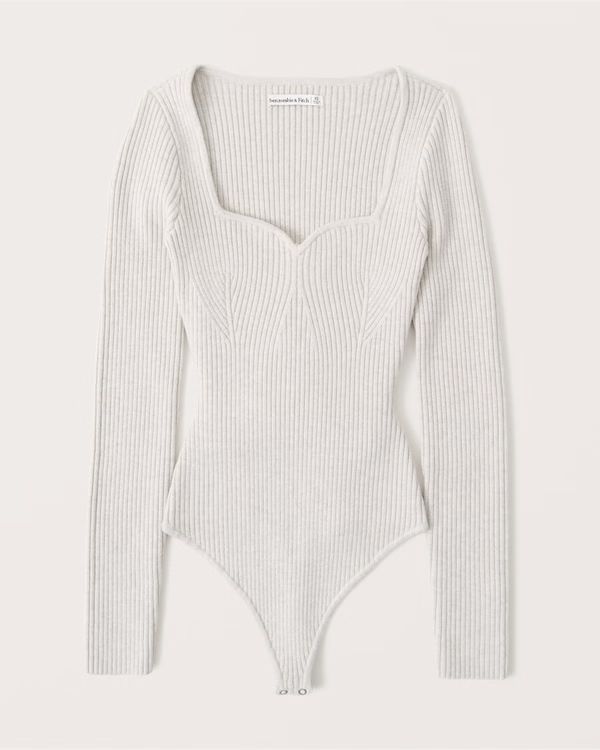 Long-Sleeve Sweetheart Sweater Bodysuit | Abercrombie & Fitch (US)