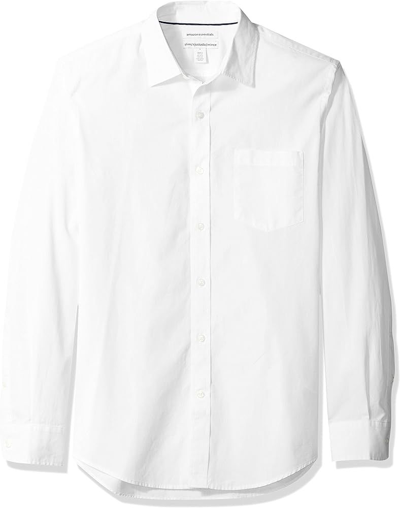 Amazon Essentials Men's Slim-Fit Long-Sleeve Poplin Shirt | Amazon (US)