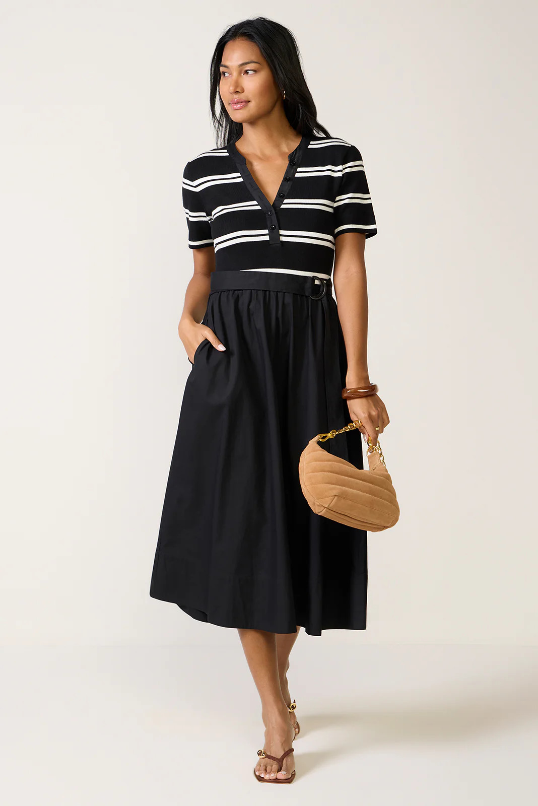 Anika Twofer Henley Midi Dress | Evereve