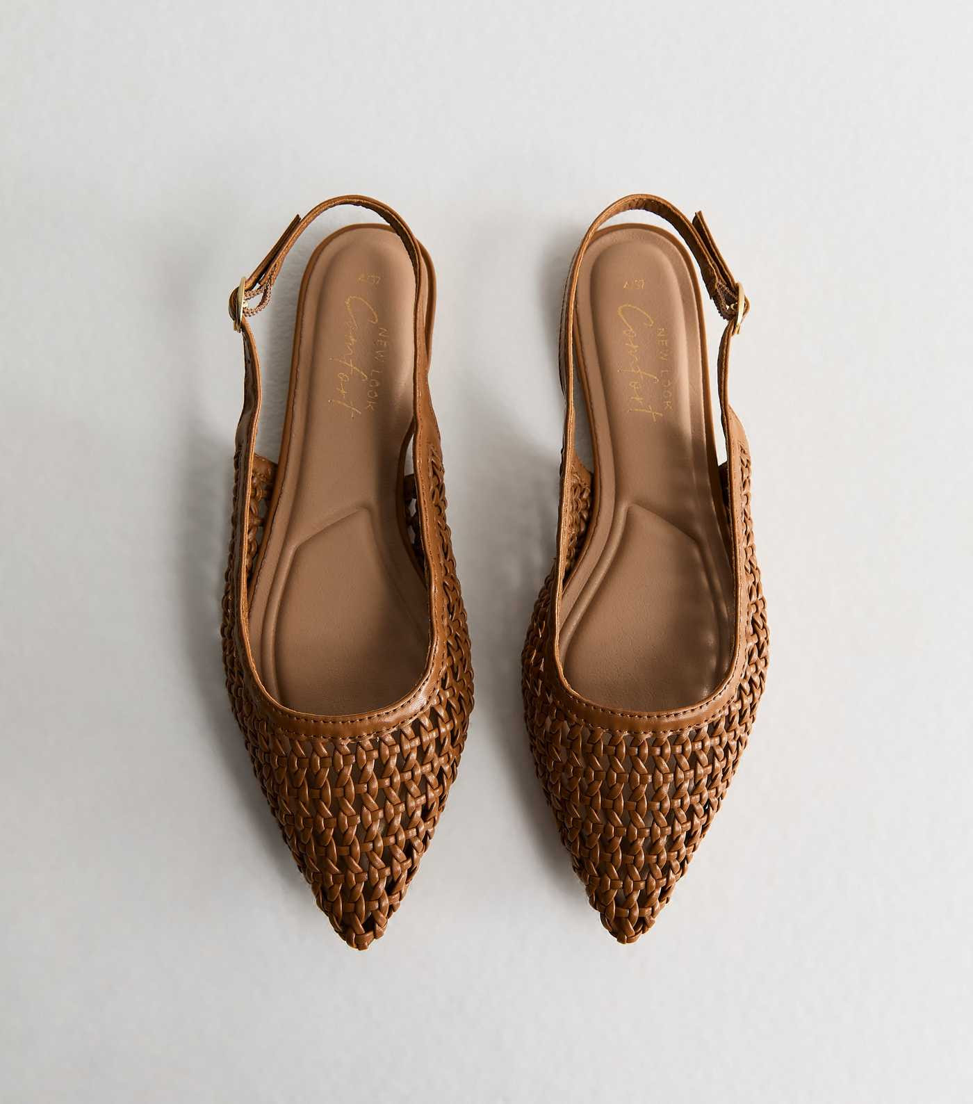 Tan Faux Leather Woven Slingback Pumps | New Look | New Look (UK)