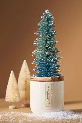 Frosted Bottle Brush Tree Candle | Anthropologie (US)