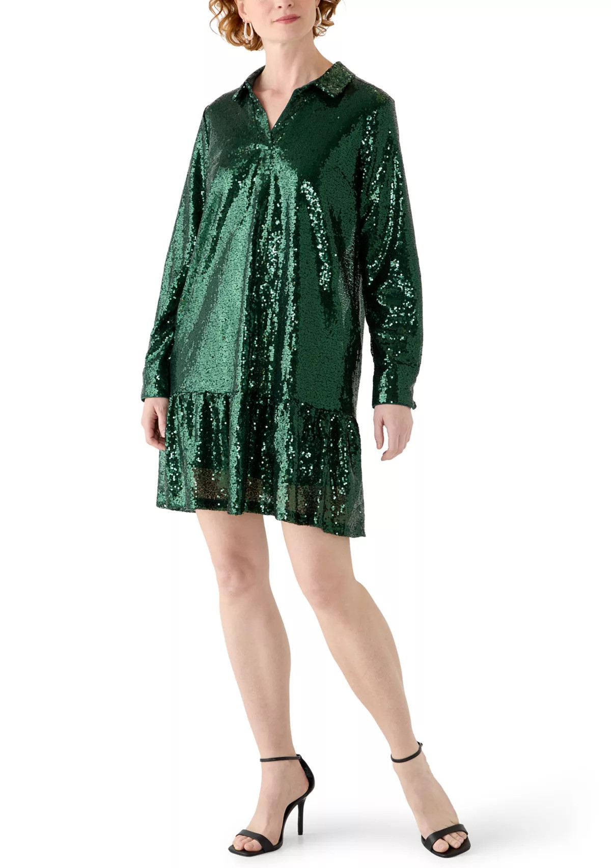 Women's Long Sleeve Sequin Shirtdress | Belk