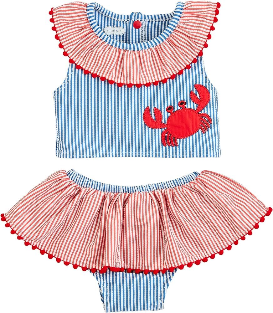Mud Pie Girls' Standard Seersucker Crab 2pc Swimsuit | Amazon (US)