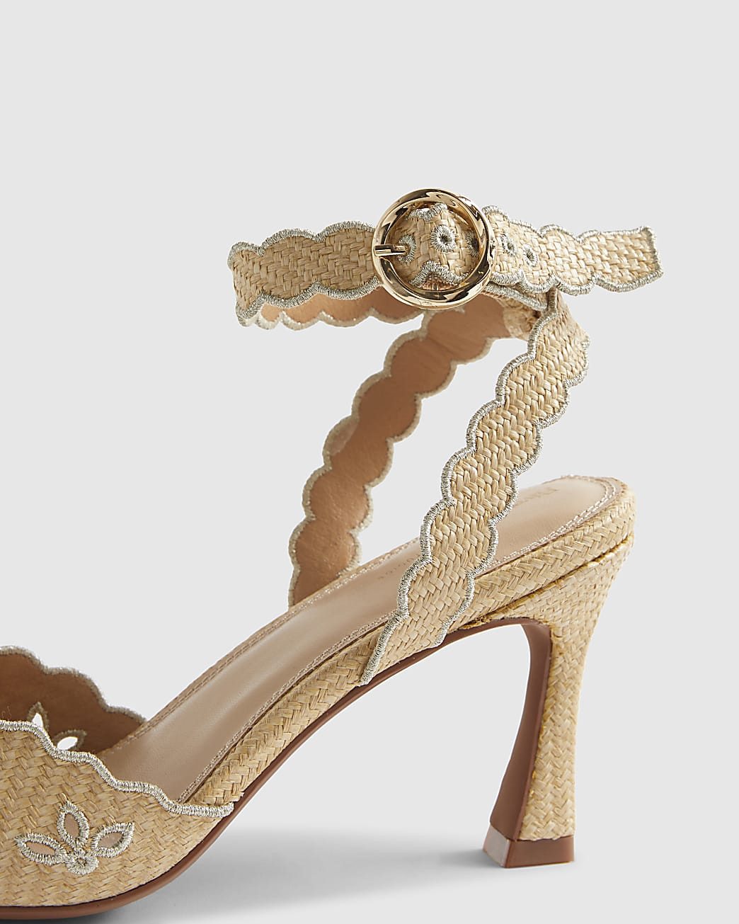 Beige Broderie Court Heels | River Island UK & IE