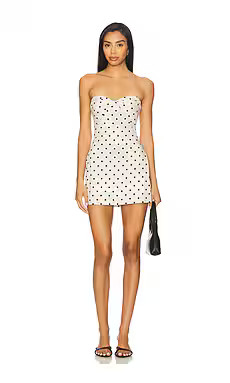Amanda Uprichard Soho Skort Romper in Beige & Black from Revolve.com | Revolve Clothing (Global)