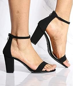 TOP Moda Womens Hannah-1 Platform Chunky Heel Metallic Glitter Party Ankle Strap High Heel Sandal | Amazon (US)