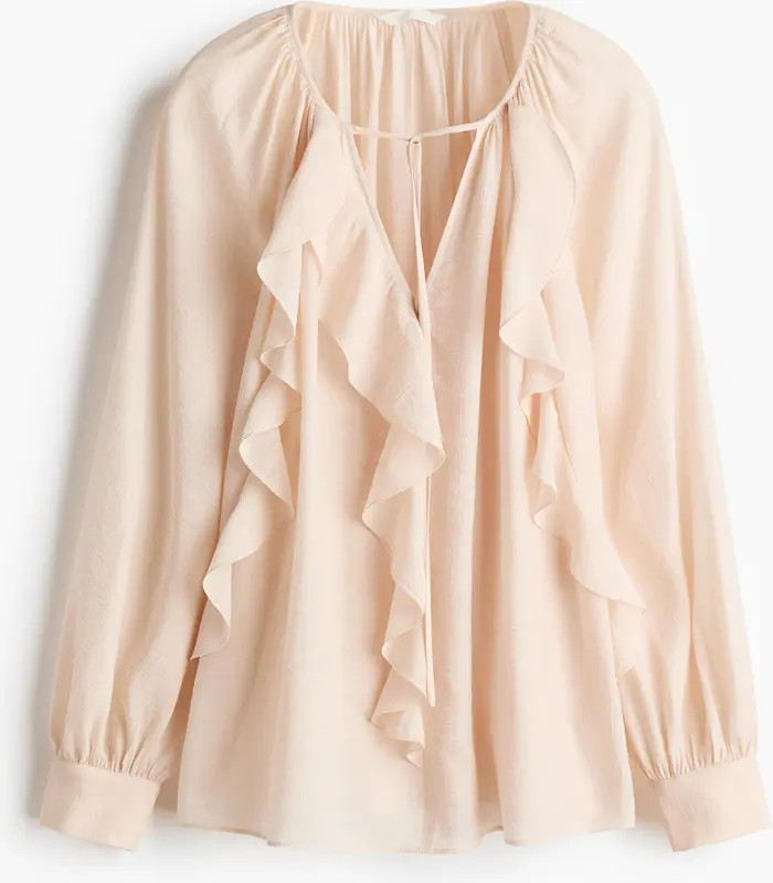 H&M Flounce-trimmed Blouse | Nordstrom | Nordstrom
