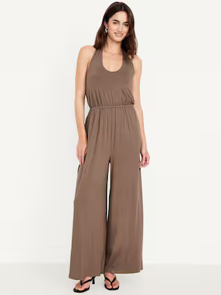 Waist-Defined Halter Jumpsuit | Old Navy (US)