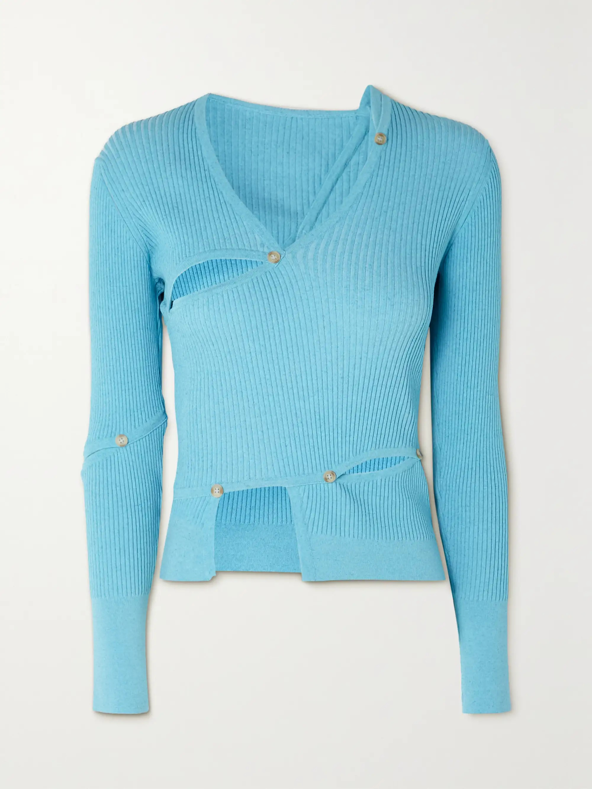 Tordu asymmetric cutout ribbed-knit top | NET-A-PORTER (US)