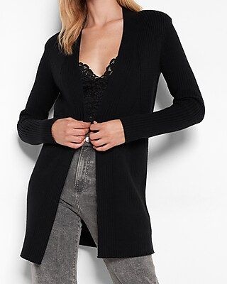 Ribbed Design Strong Shoulder Cardigan | Express