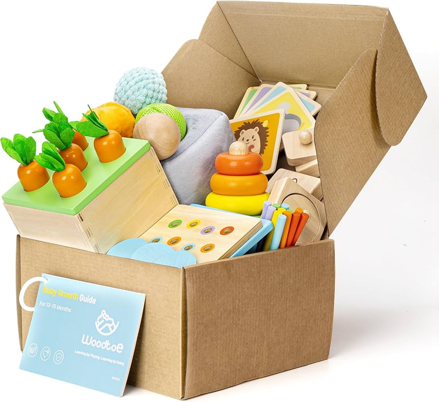 Montessori Toys Set for Babies 13-15 Months, 5 in 1 Wooden Learning Educational Toys with Montess... | Amazon (US)