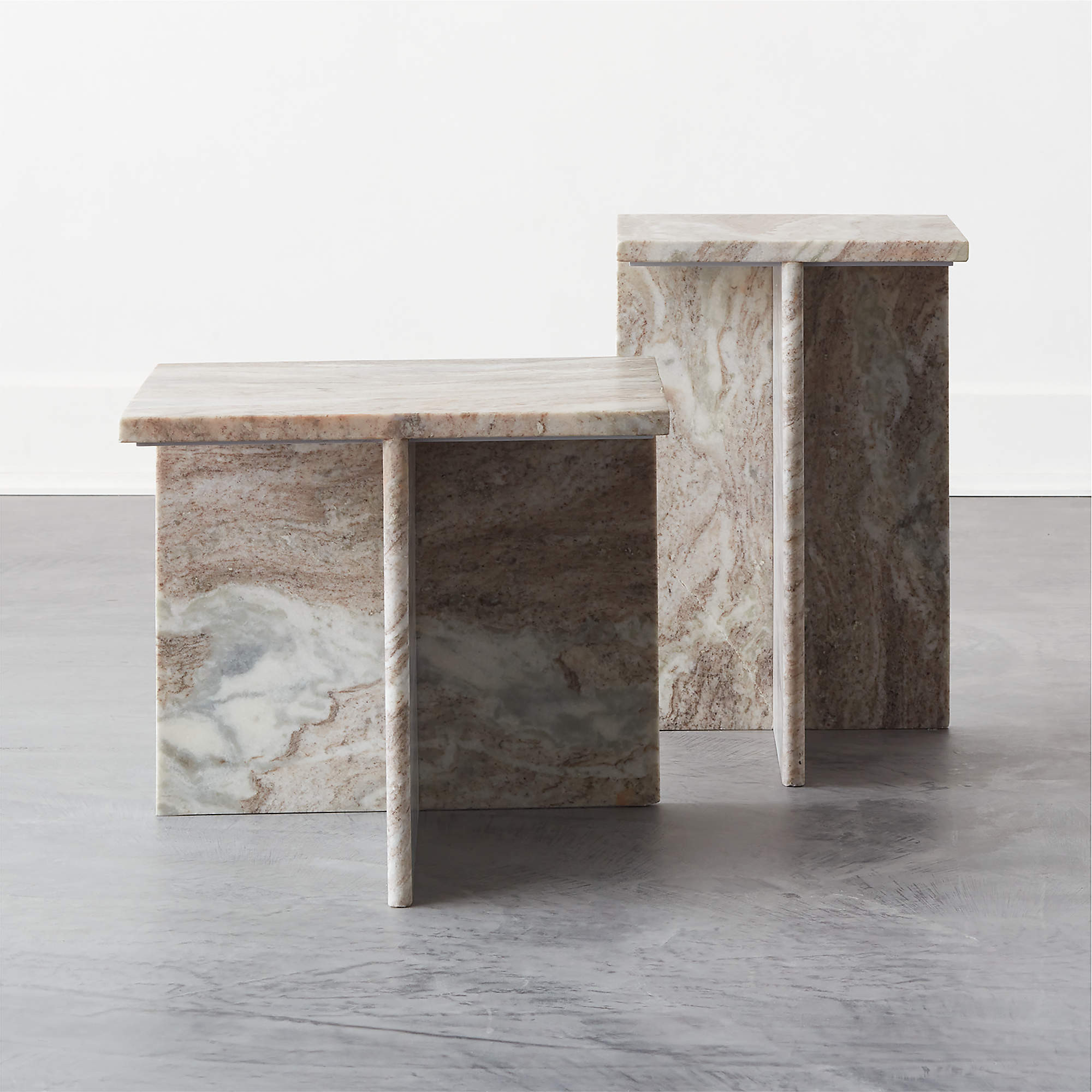 T Marble 2-Piece Black Marble Side Table Set | CB2 | CB2