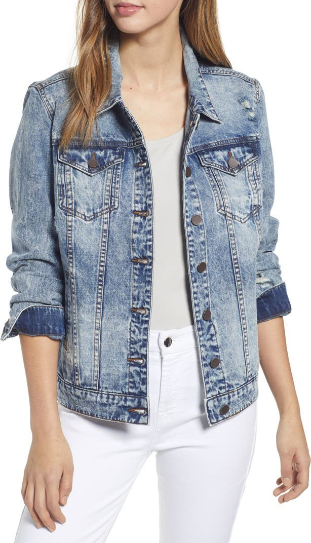 Emma Distressed Boyfriend Denim Trucker Jacket | Nordstrom
