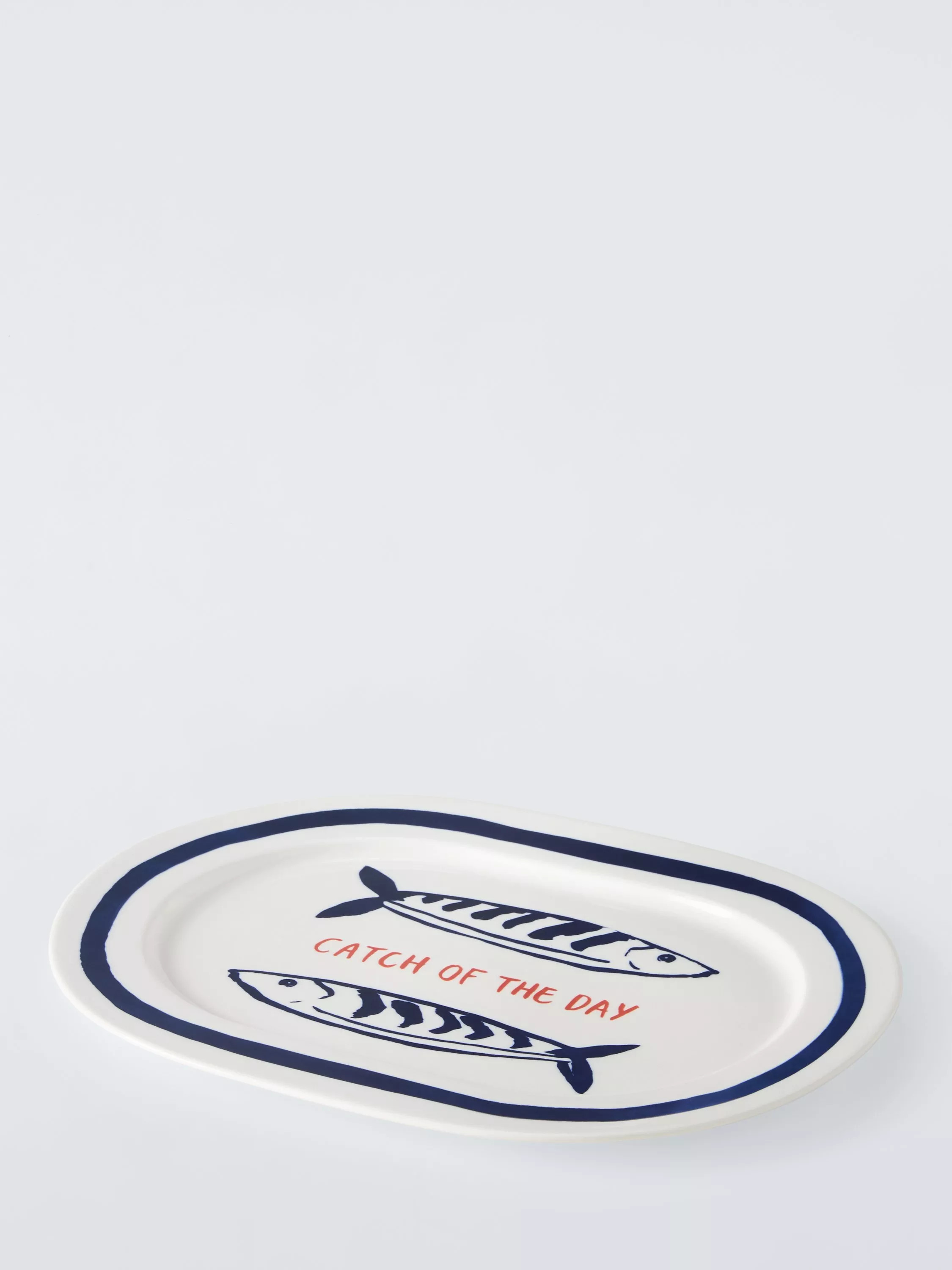 John Lewis Fish Catch of the Day Oval Fine China Platter, 35cm, Blue/Multi | John Lewis (UK)