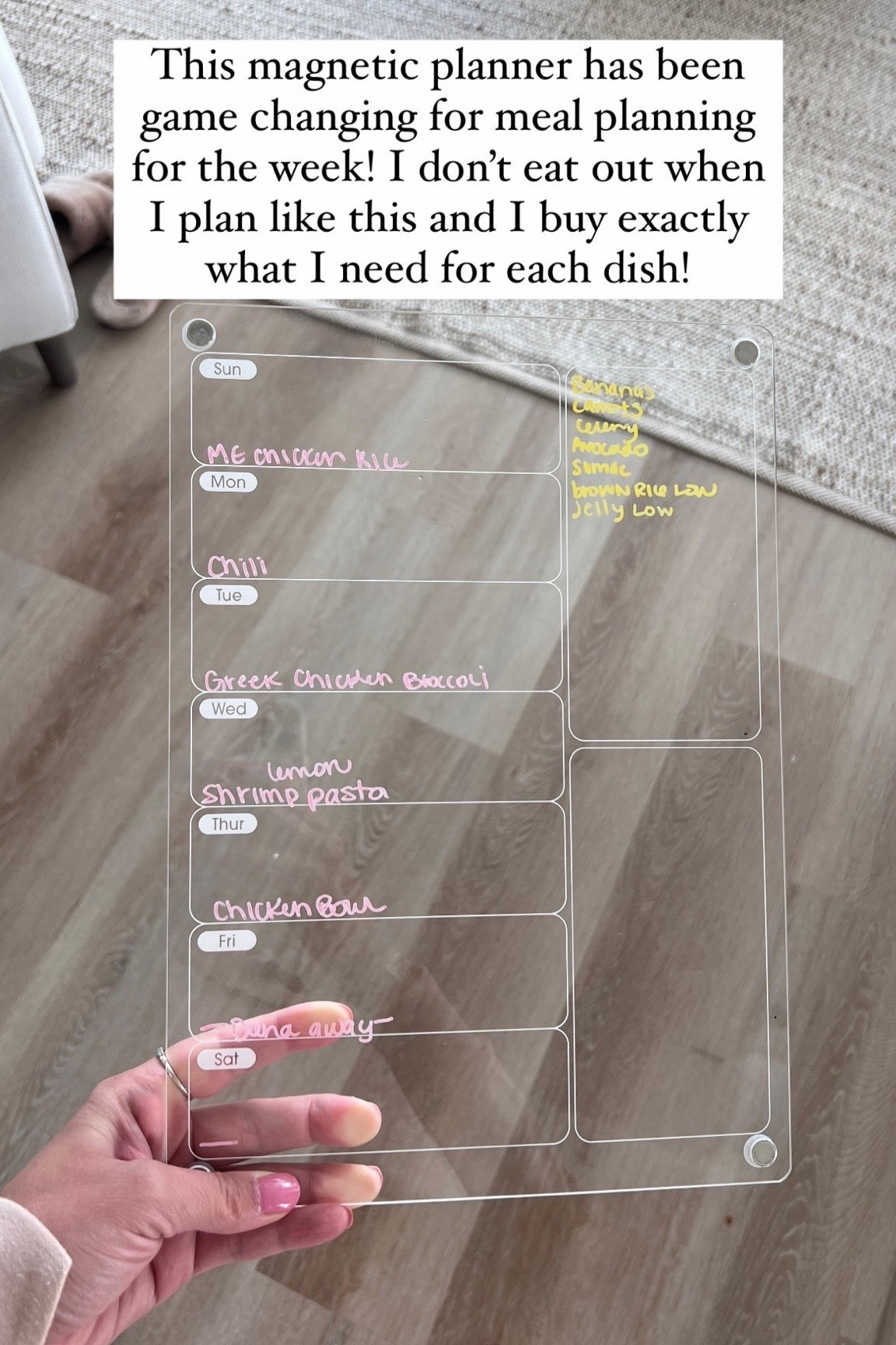 This magnetic meal planner has been a total game changer for weekly meal planning. When I plan like this, I don’t eat out as much, I buy only what I need, and grocery shopping is faster and cheaper. I love having everything visible for the week right on the fridge — simple, functional, and actually keeps me on track.

Keywords: magnetic meal planner, weekly meal planner, meal planning made easy, fridge meal planner, grocery planning, budget friendly meals, meal prep organization, family meal planning, kitchen organization, mom organization, weekly menu board, meal planning tips

#LTKvlog #LTKstorytime #LTKdayinmylife
