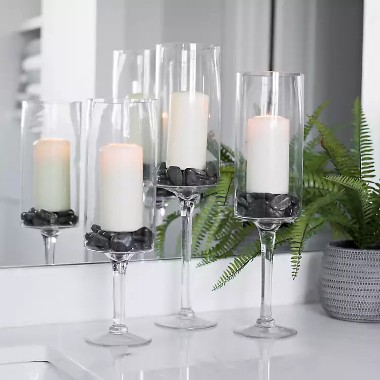 Glass Stem Hurricanes, Set of 3 | Kirkland's Home