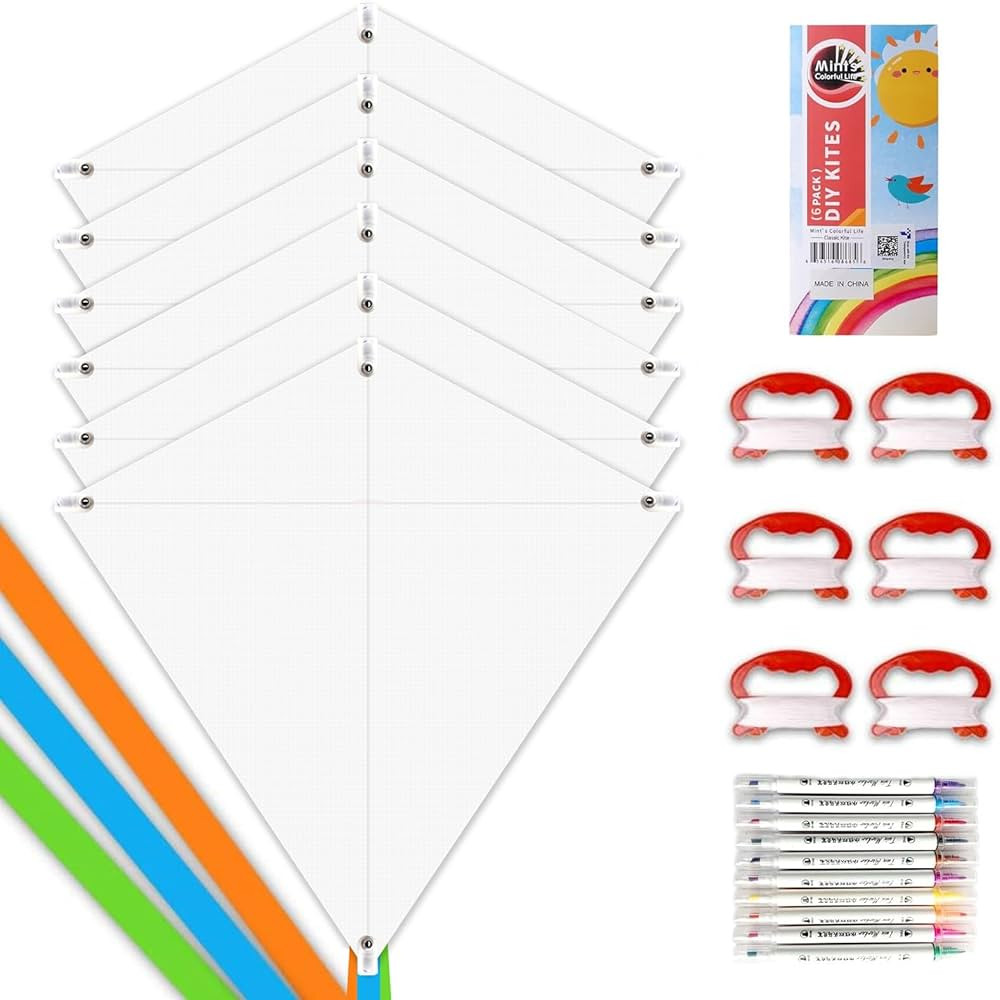 DIY Kites for Kids Kite Making Kit Bulk, Decorating Coloring Kite Party Pack,White Diamond Kites ... | Amazon (US)