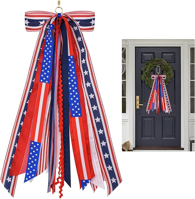 Patriotic Wreath Sash for Front Door Decorative Assorted Ribbons for Wreaths for 4th of July Memo... | Amazon (US)