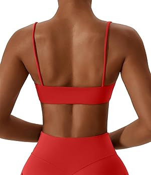 Comper Women's Sports Bras Wirefree Racerback Workout Bras Sexy Thin Straps Yoga Sport Bras with ... | Amazon (US)