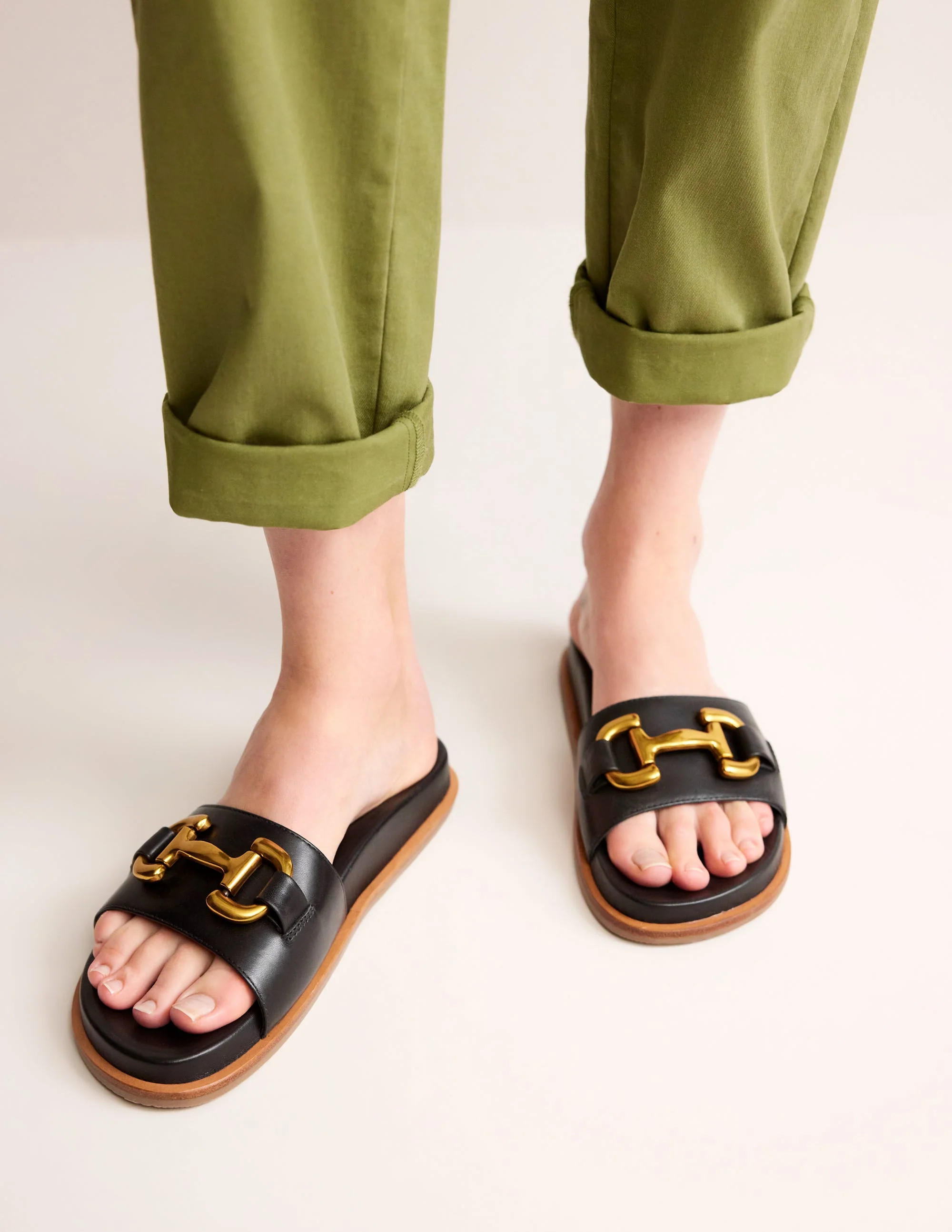 Iris Snaffle Slider Sandals-Black | Boden UK