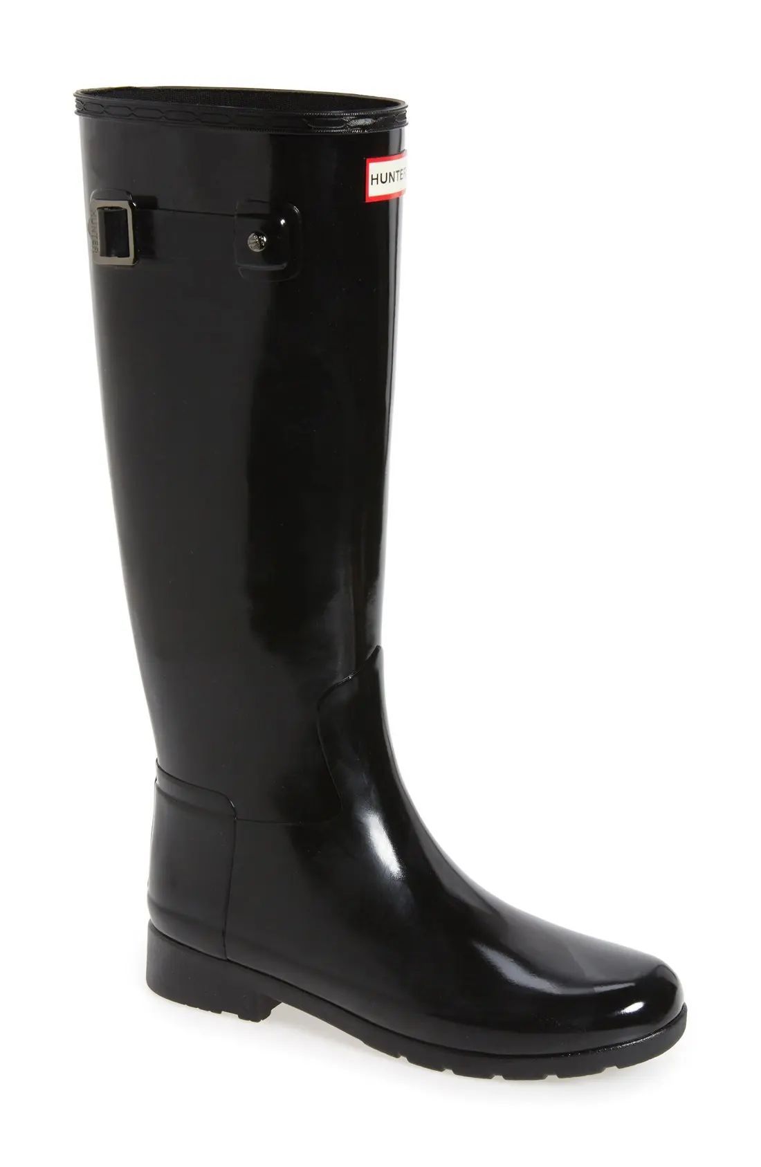 Women's Hunter Original Refined High Gloss Waterproof Rain Boot, Size 5 M - Black | Nordstrom