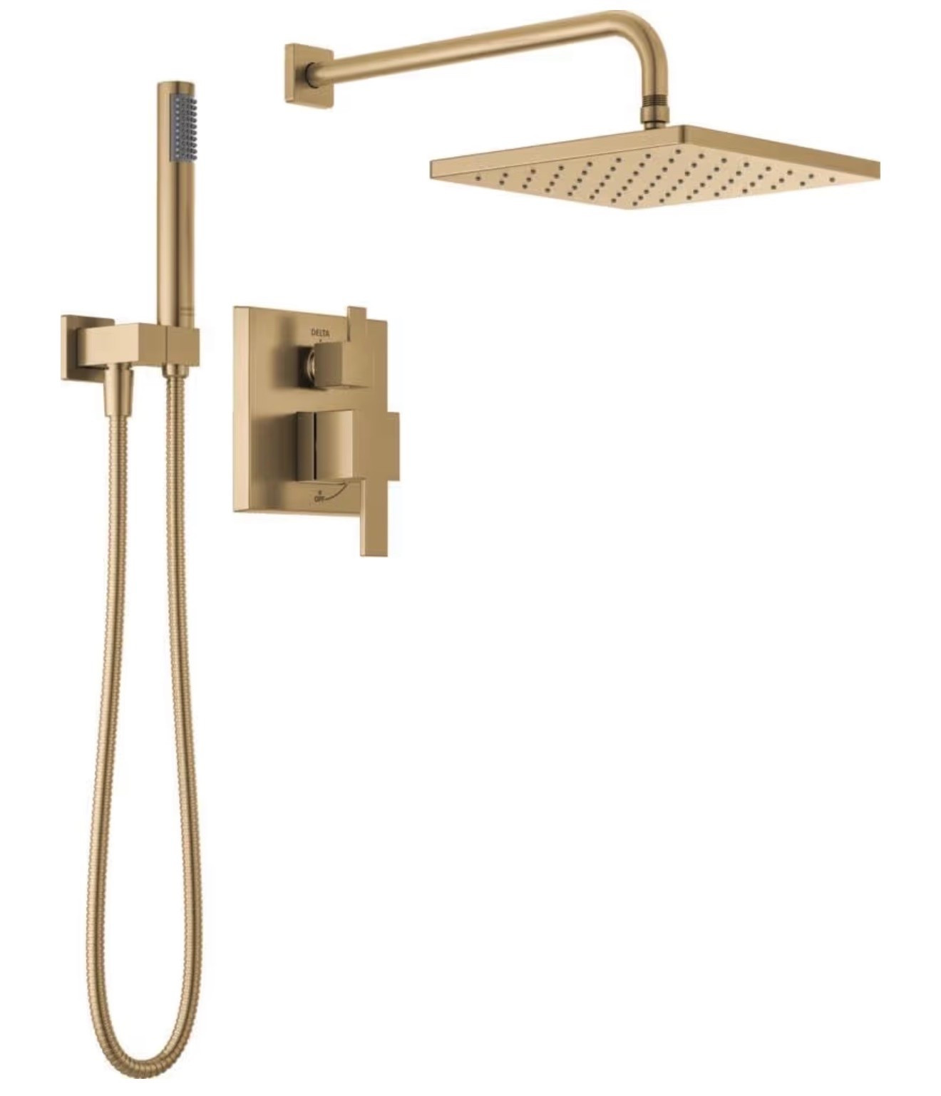 Delta Modern 14 Series Square Rain Shower System Faucet Set, Rainfall Brushed Gold Shower Head and Handle Set, Valve Trim Kit, 10 Inch, Champagne Bronze 342701-CZ

#LTKHome