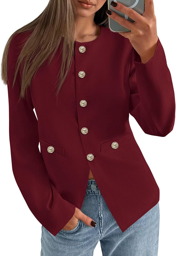 PRETTYGARDEN Women's 2025 Fall Blazers Button Down Fitted Lightweight Dressy Work Suit Jackets Tr... | Amazon (US)
