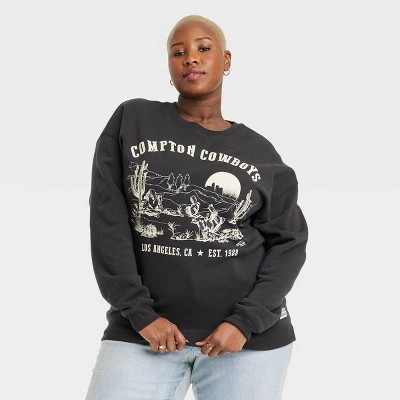Women's Compton Cowboys Western Scene Graphic Sweatshirt - Black 3X | Target