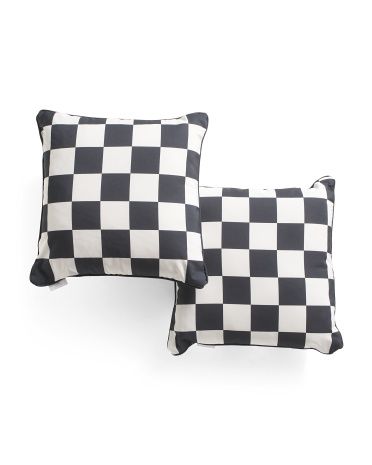 Set Of 2 18x18 Outdoor Checker Board Pillows | TJ Maxx