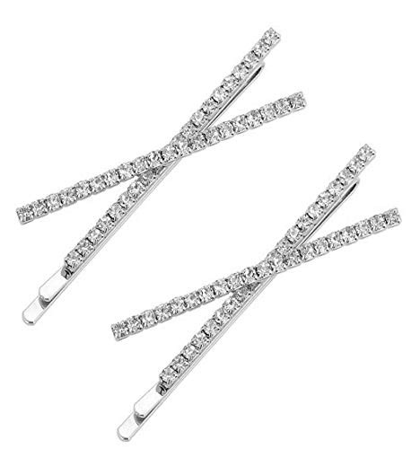 OBTANIM 2 Pcs X Shaped Crystal Hair Pins Cute Metal Shiny Hair Clip Rhinestone Bobby Pin Sparkly ... | Amazon (US)