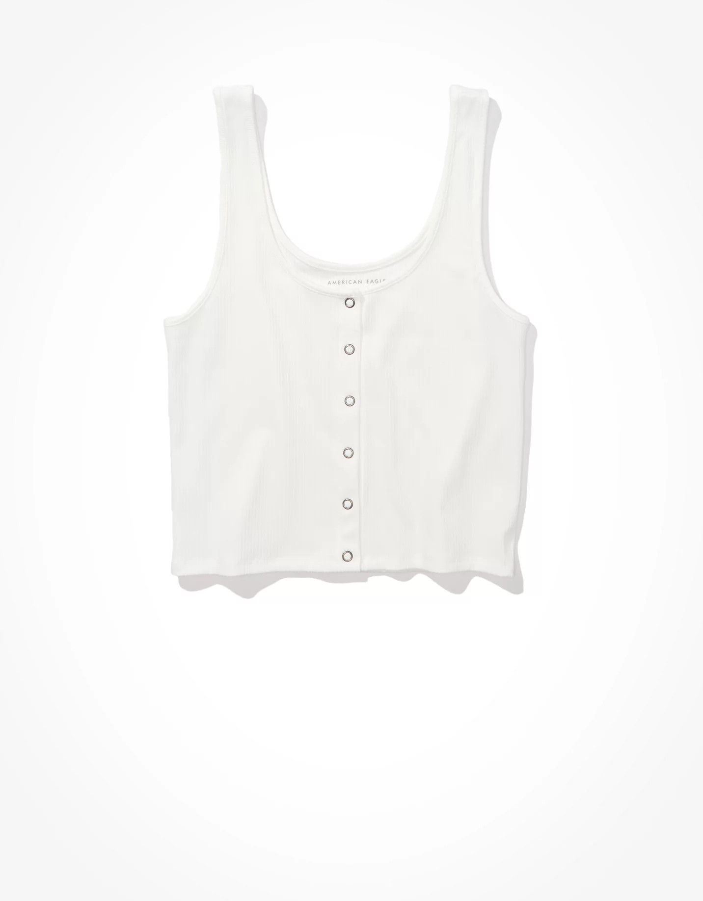 AE Cropped Snap-Front Tank Top | American Eagle Outfitters (US & CA)