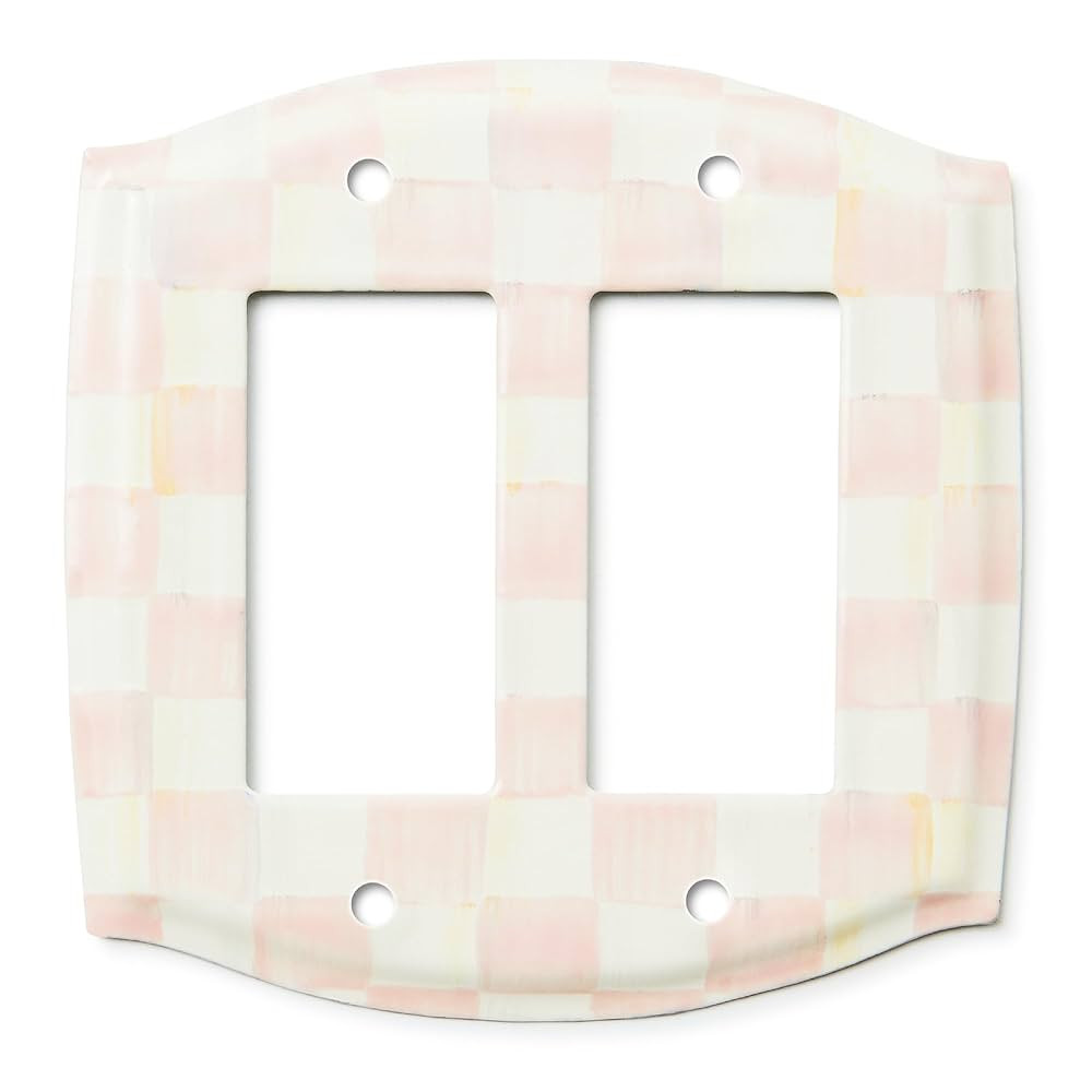 MACKENZIE-CHILDS Enamel Switch Plate, Light-Switch Cover, Double Rocker, Pink-and-White Rosy Chec... | Amazon (US)