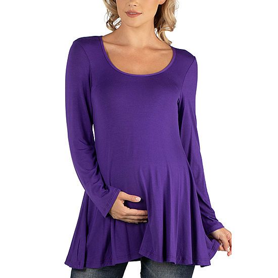 24/7 Comfort Apparel Long Sleeve Solid Swing Flare Tunic Top | JCPenney