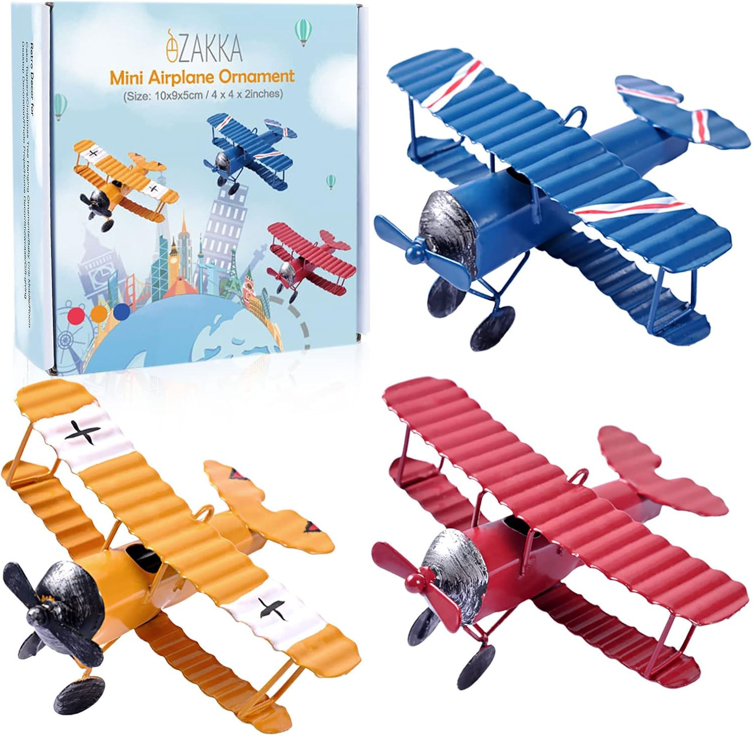 eZAKKA Vintage Airplane Decor Mini Small Model Plane Metal Hanging Airplane Biplane Ornament for ... | Amazon (US)