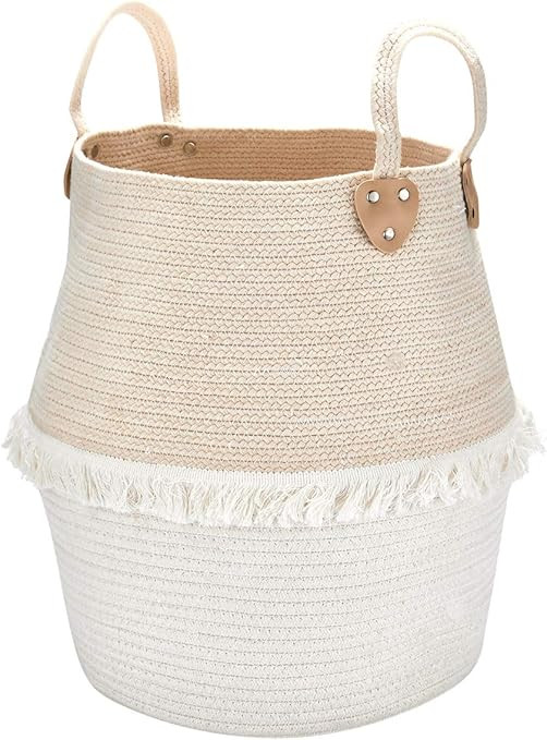 LA JOLIE MUSE Rope Basket Woven Storage Basket - Laundry Basket Large 16 x 15 x 12 Inches Cotton ... | Amazon (US)
