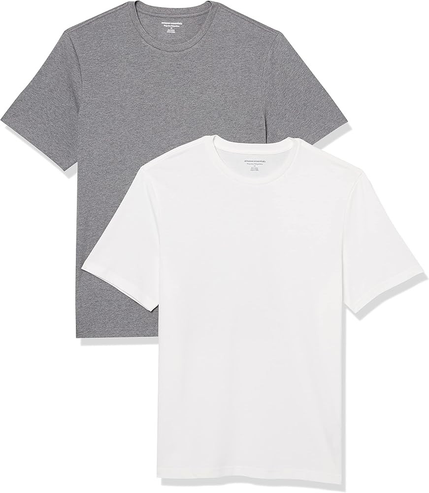 Amazon Essentials T-Shirts for Men, 100% Cotton and Cotton-Poly Blend, Regular-Fit, Short-Sleeve ... | Amazon (US)