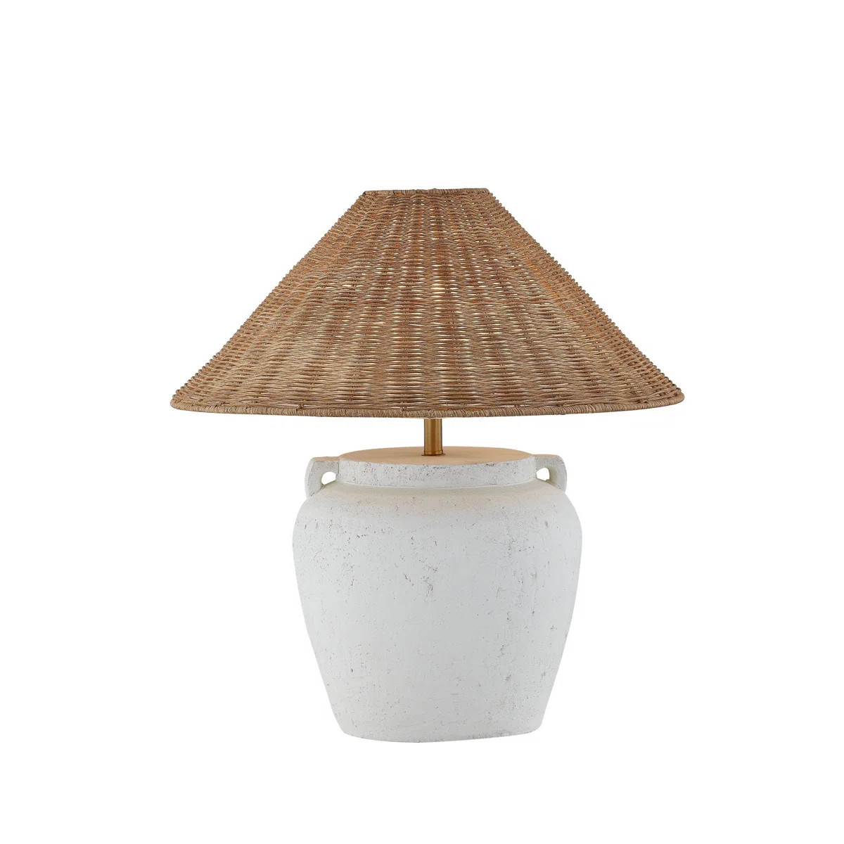 Marietta 22.5" Table Lamp with Rattan Shade, White | Wayfair North America