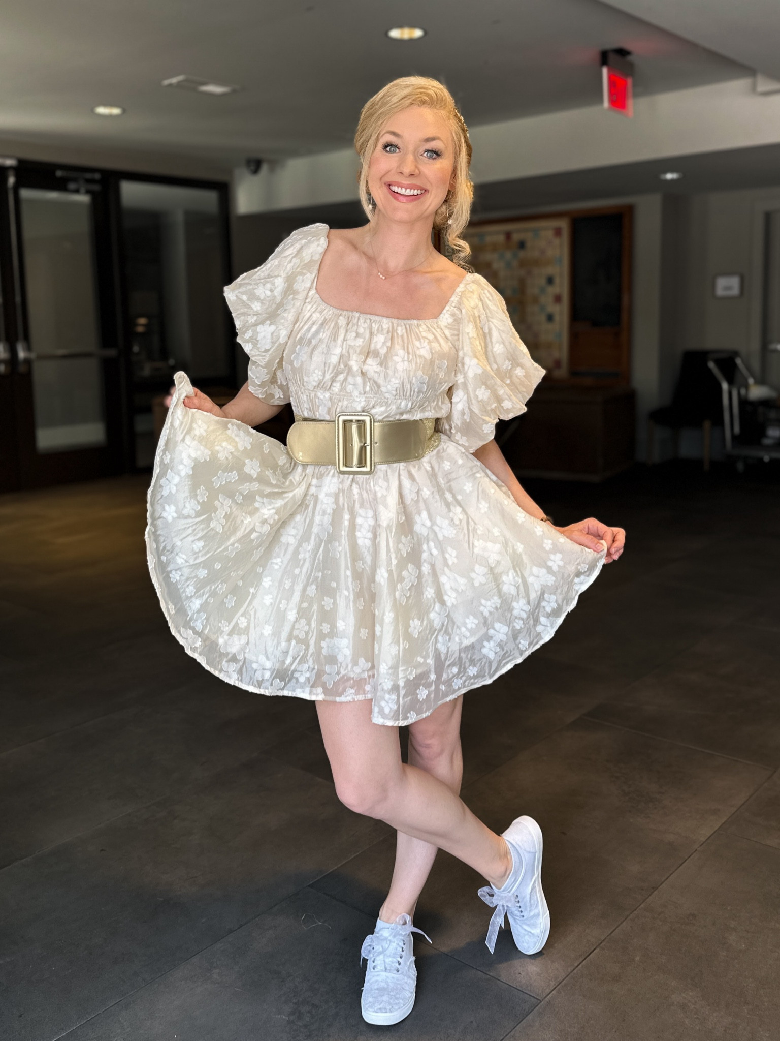 Lightweight and feminine cocktail dress. Great for summer party’s, weddings, and baby shower events. I wore this to my rehearsal dinner! Poof sleeves are adorable and the belt was added by me, it originally ties as pictured in the link. 

#LTKwedding #LTKSeasonal #LTKbaby