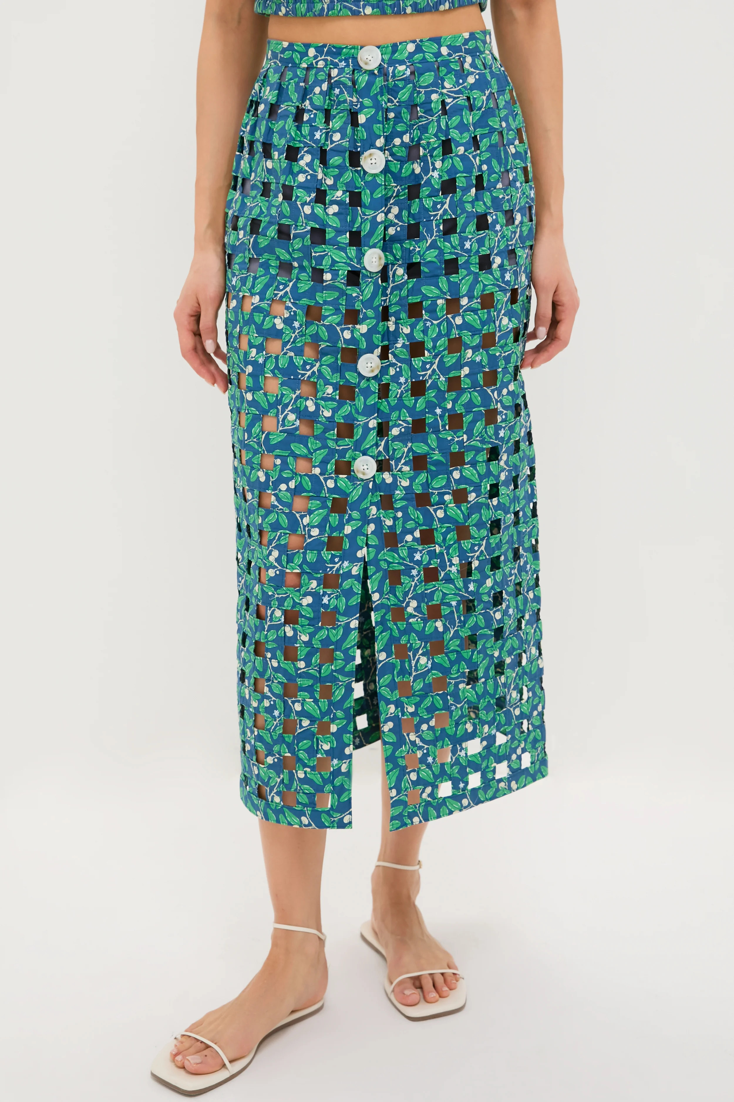 Dark Blue Limes Basket Skirt | Tuckernuck (US)