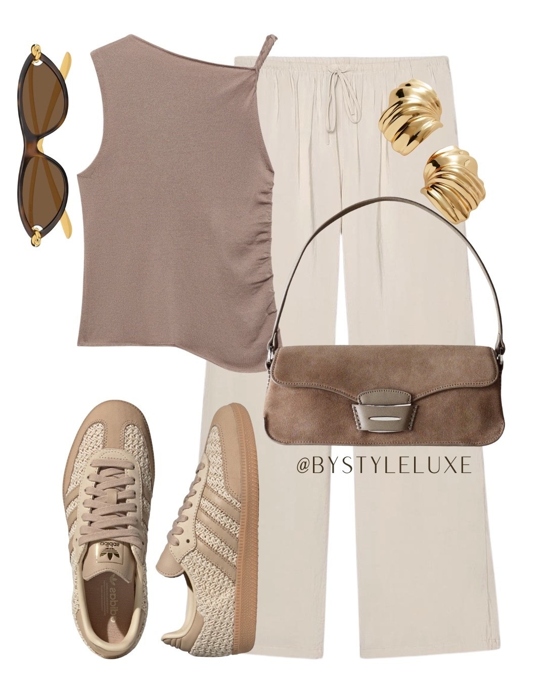 ZARA TROUSER - a chic neutral summer look with this new in taupe top and suede bag - obsessed! 

#adidassamba #summeroutfit #holidayoutfit 

#LTKsummer #LTKshoes #LTKbag