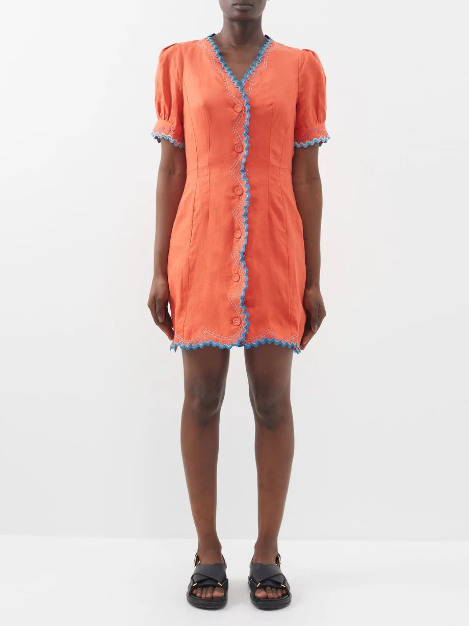 Marlee embroidered-linen mini dress | Saloni | Matches (US)