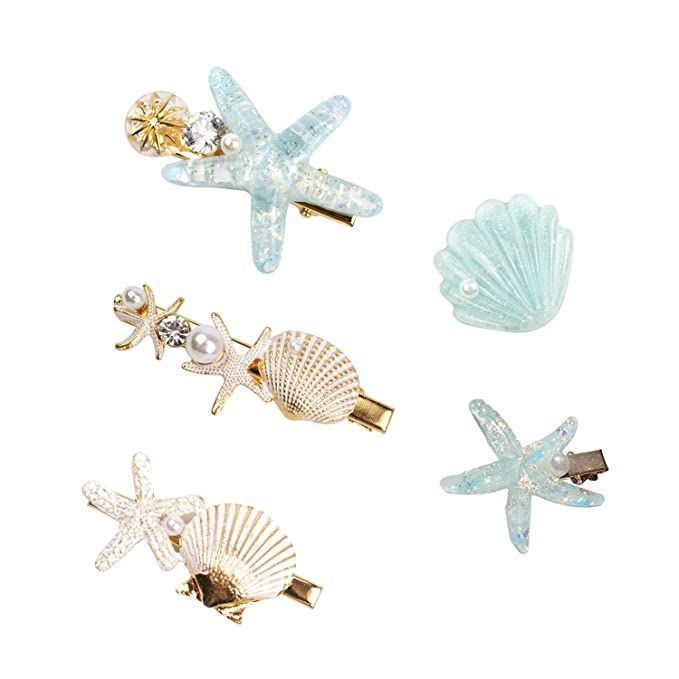 Shell Pearl Starfish Hair Clip Set for Women Girls, Princess Hair Clips, Alligator Hair Clips, La... | Amazon (US)